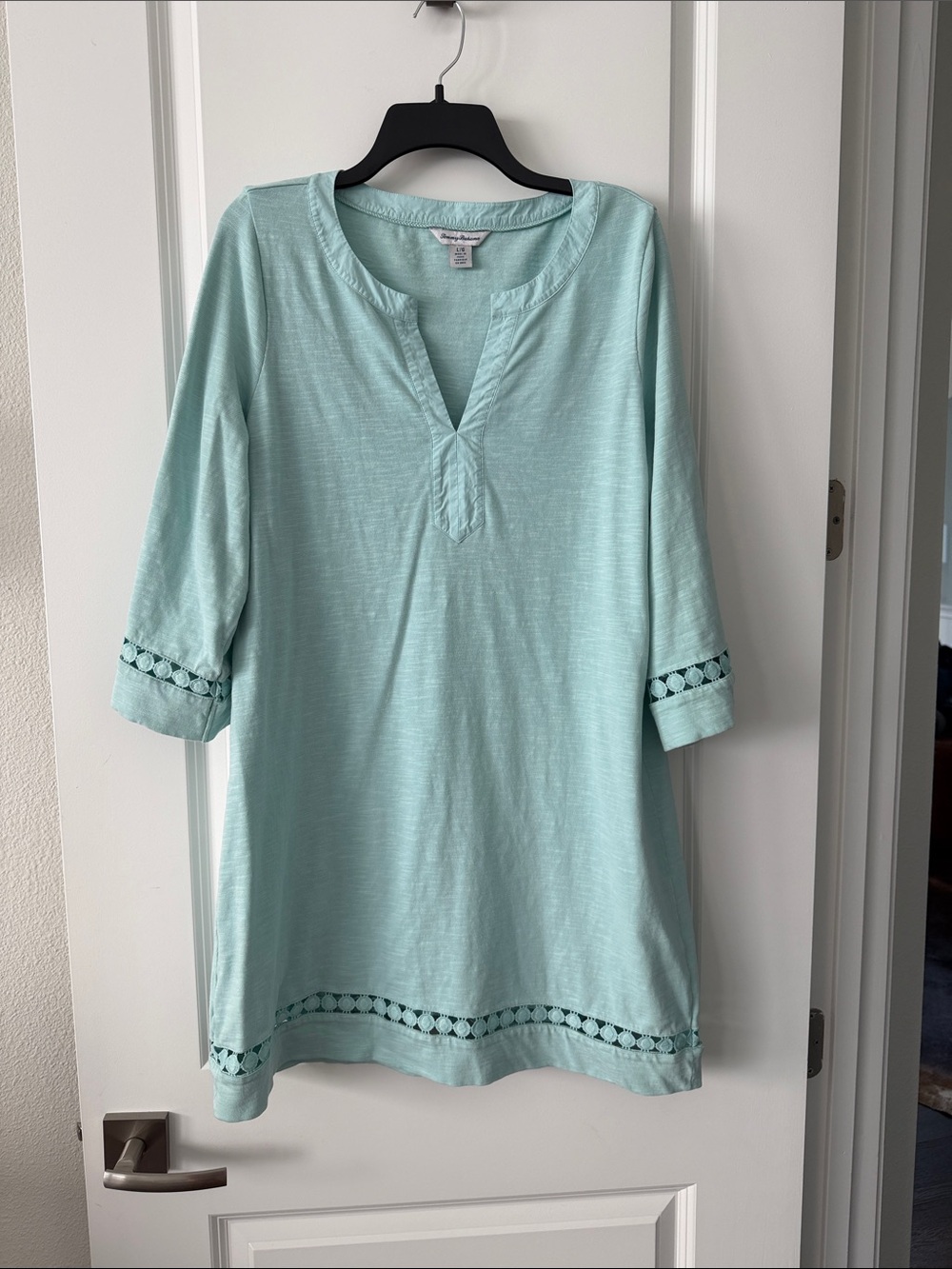 Tommy Bahama light mint tunic dress with eyelet trim